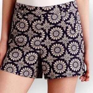 Anthropologie Elevenses Navy Floral Medallion Shorts Size 12 Boho Chic